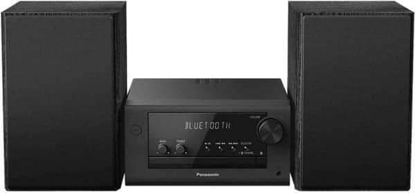 Panasonic SC-PM704EG-K Compact Micro HiFi Stereo System med CD, DAB+/FM radio, USB og Bluetooth, 80 W højttalere, baskontrol, sort