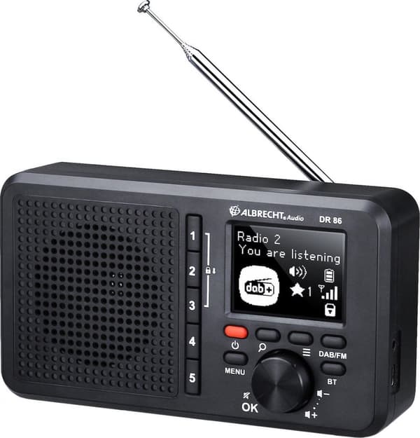 Albrecht DR 86 pöytäradio DAB+, FM DAB+, FM ladattava musta
