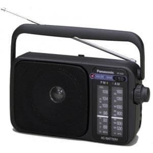 Kannettava Panasonic RF-2400DEG-K radio kahvalla, verkkovirralla tai akkukäyttöisellä mustalla & VARTA Longlife Power AA Mignon LR6 -paristolla (10 ka