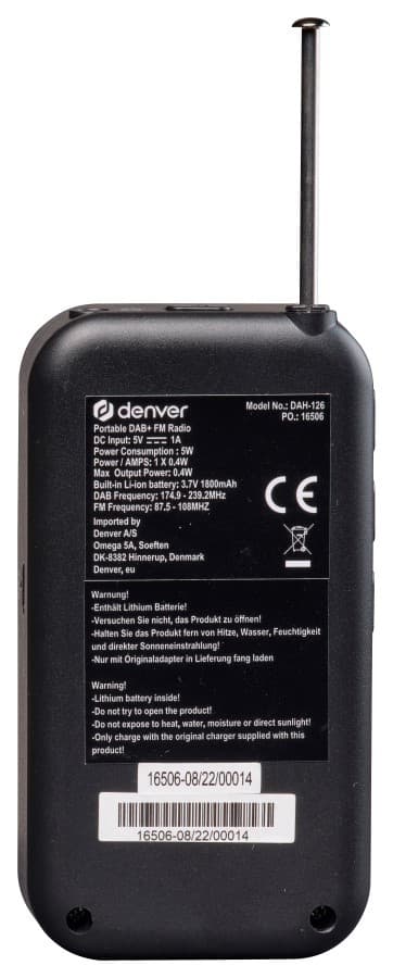Denver DAH-126 - Taskuradio, jossa DAB+ ja FM-viritin