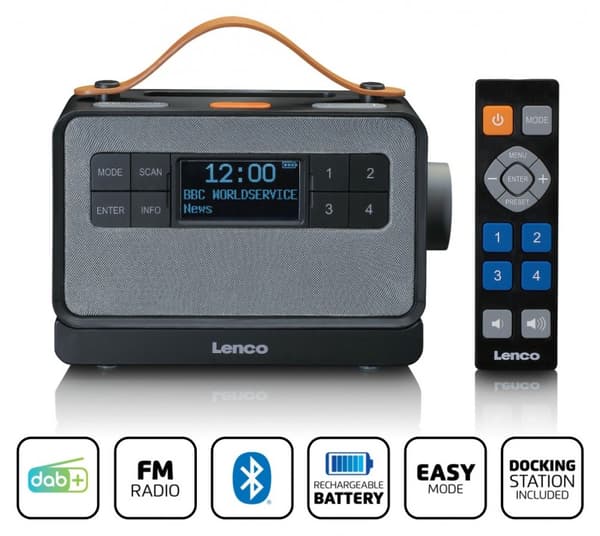 Lenco PDR-065BK - DAB+/FM-radio Bluetoothilla ja lataustelineellä