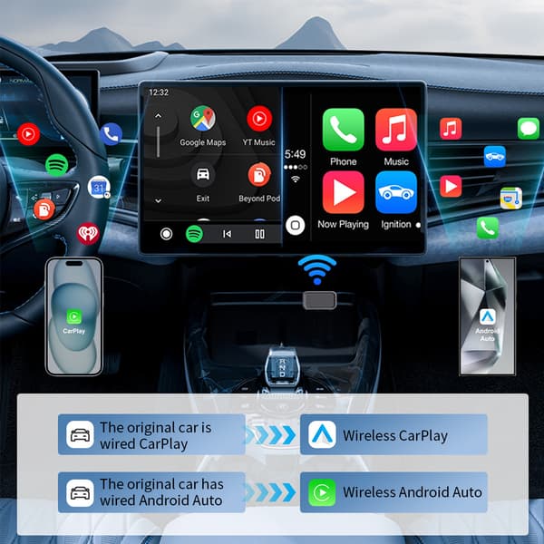 INF Trådløs CarPlay & Android Auto Adapter til Biler