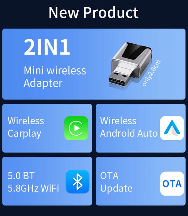 INF Trådløs CarPlay & Android Auto Adapter til Biler