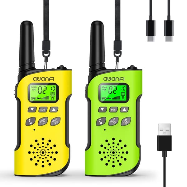 AWANFI Walkie Talkie, Genopladeligt Lithium-Ion Batteri, Langdistance Kommunikation,GY 2stk