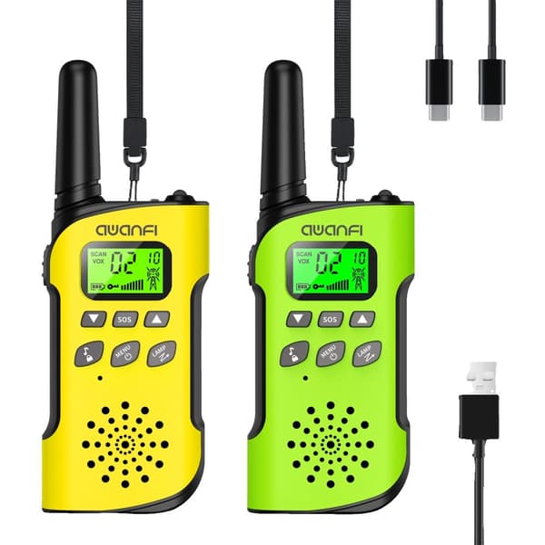 AWANFI Walkie Talkie, Genopladeligt Lithium-Ion Batteri, Langdistance Kommunikation,GY 2stk