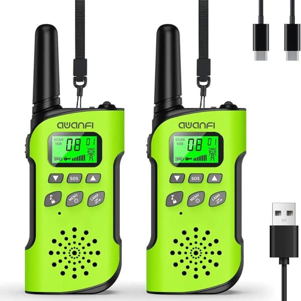 AWANFI Walkie Talkie, Genopladeligt Lithium-Ion Batteri, Langdistance Kommunikation,GG 2 stk.