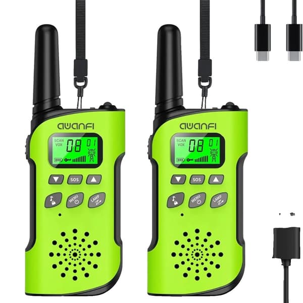 AWANFI Walkie Talkie, Genopladeligt Lithium-Ion Batteri, Langdistance Kommunikation,GG 2 stk.