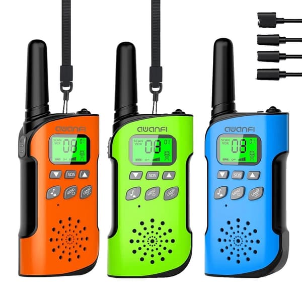 AWANFI Walkie Talkie, Genopladeligt Lithium-Ion Batteri, Langdistance Kommunikation,OGB 3 stk.