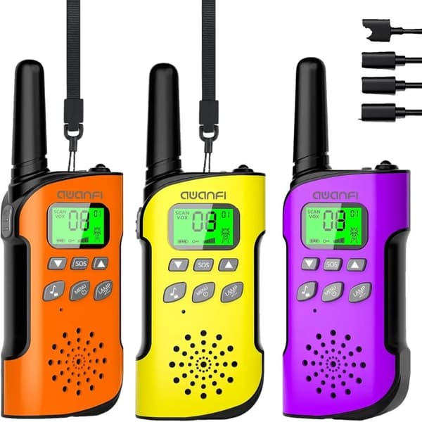 AWANFI Walkie Talkie, Genopladeligt Lithium-Ion Batteri, Langdistance Kommunikation,OYP 3 stk.