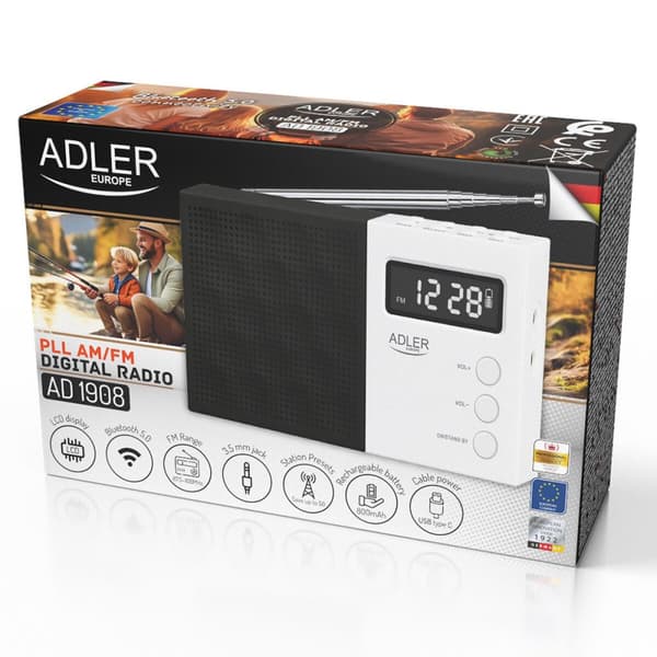 Radio Adler pll fm ad 1908 Svart Vit