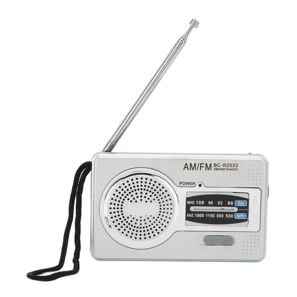 AM FM Transistor Radio DSP Chip Bærbar Mini Radio Med Lomme Med Højttalerstik Til Hovedtelefoner Sølv Grå