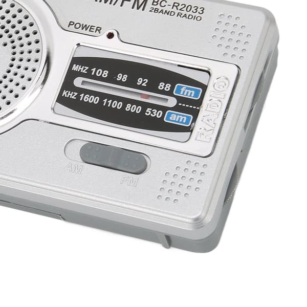 AM FM Transistor Radio DSP Chip Bærbar Mini Radio Med Lomme Med Højttalerstik Til Hovedtelefoner Sølv Grå