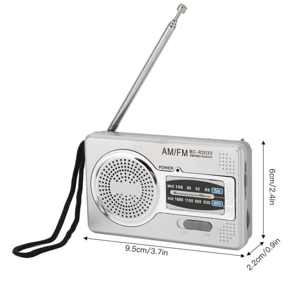 AM FM Transistor Radio DSP Chip Bærbar Mini Radio Med Lomme Med Højttalerstik Til Hovedtelefoner Sølv Grå