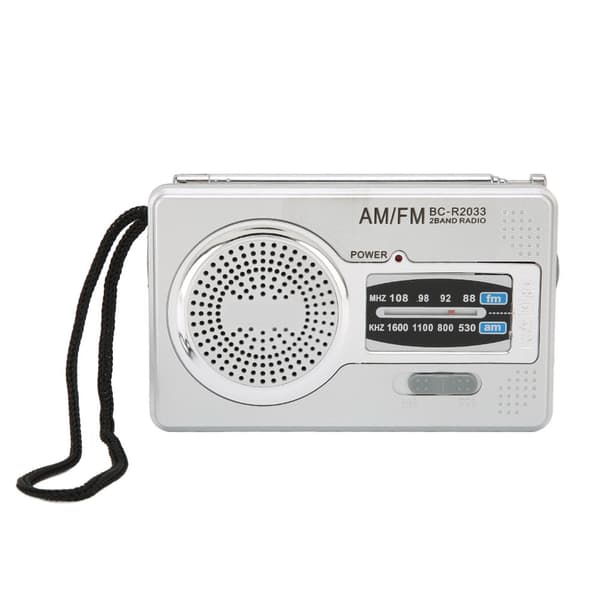 AM FM Transistor Radio DSP Chip Bærbar Mini Radio Med Lomme Med Højttalerstik Til Hovedtelefoner Sølv Grå