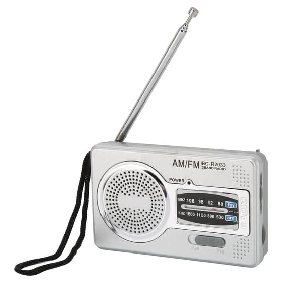 AM FM Transistor Radio DSP Chip Bærbar Mini Radio Med Lomme Med Højttalerstik Til Hovedtelefoner Sølv Grå