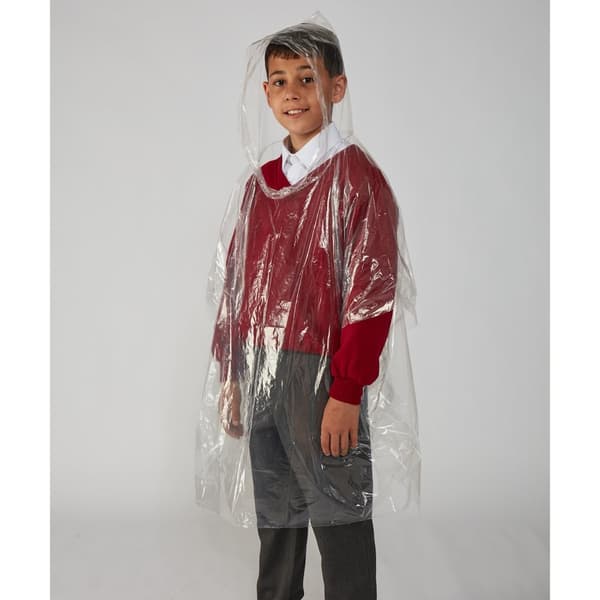 Kids Hooded Plastic Reusable Poncho