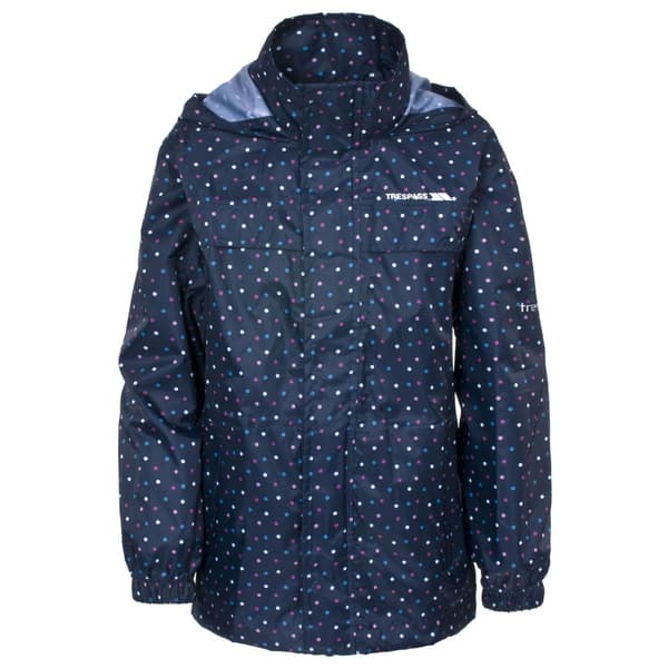 Trespass Childrens Unisex Totam Zip Up Packaway Waterproof Jacket Navy Dot 2/3 Years