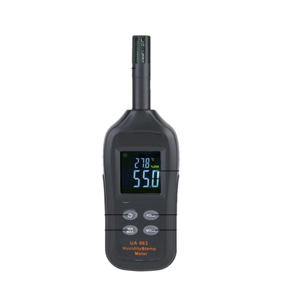 Digital temperatur- og fugtmåler, dugpunkt, våd pære temperatur, farvet LCD-display,A