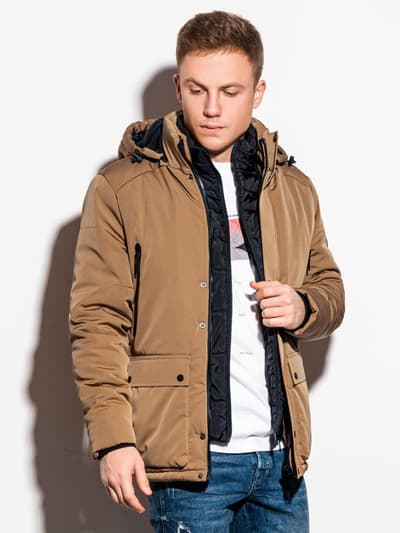 Men's mid-season jacket C449 - brown