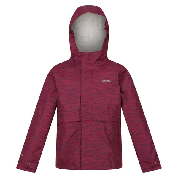 Regatta Childrens/Kids Bambee Zebra Print Waterproof Jacket Dark Pimento 11-12 Years