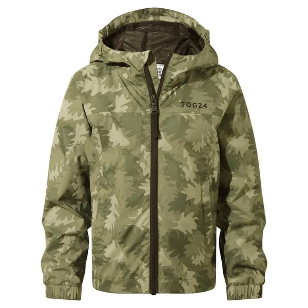 TOG24 Barn/Kids Copley Camouflage Packaway Waterproof Jacket Leaf Green/Dark Leaf Green 10-11 Years
