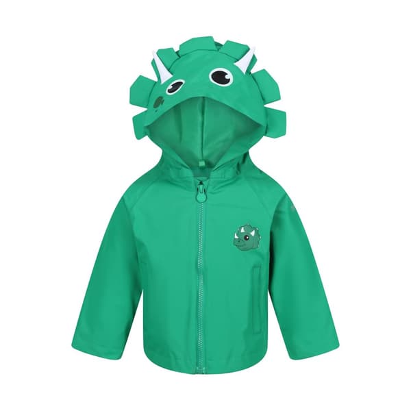 Regatta Childrens/Kids Stompy The Dinosaur Waterproof Jacket Jellybean Green 8 Years