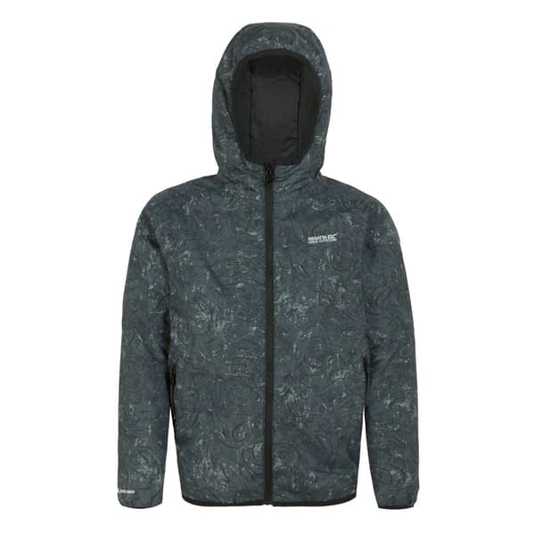 Regatta Childrens/Kids Volcanics VIII Terrain Print Reflective Waterproof Jacket Seal Grey 7-8 Years