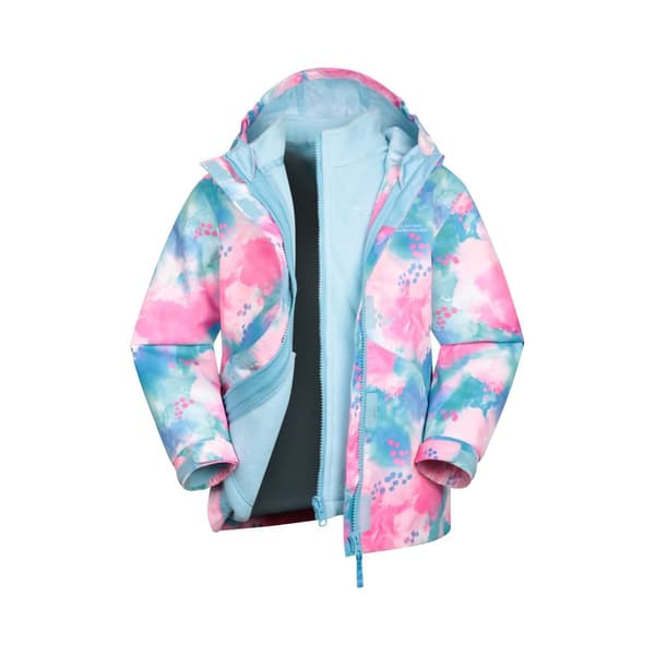 Mountain Warehouse Childrens/Kids Aries Watercolour 3 in 1 Waterproof Jacket Blue 7-8 Years