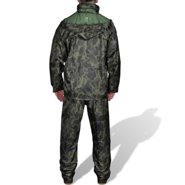 vidaXL Regnställ med Huva Herrar Tvådelat Camouflage L