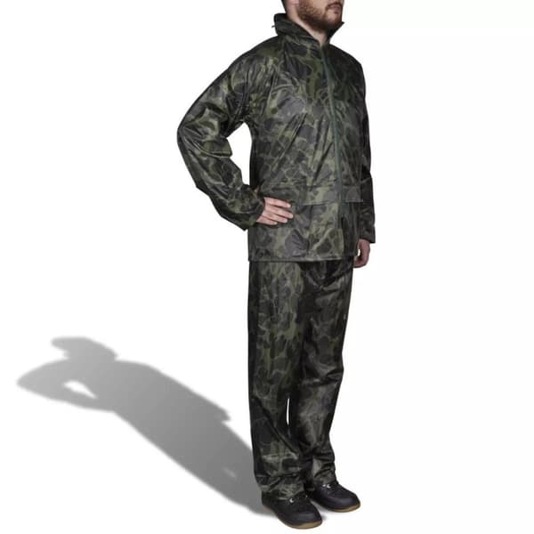 vidaXL Regnställ med Huva Herrar Tvådelat Camouflage XXL