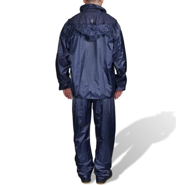 vidaXL Mænds Blå 2 Dele regn Dragt med hætte XL