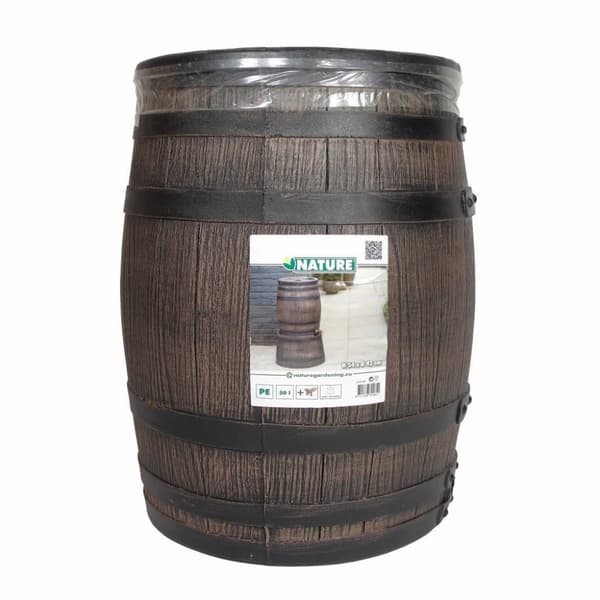 Nature Regntønne med treaktig utseende 50L 38x49,5 cm brun