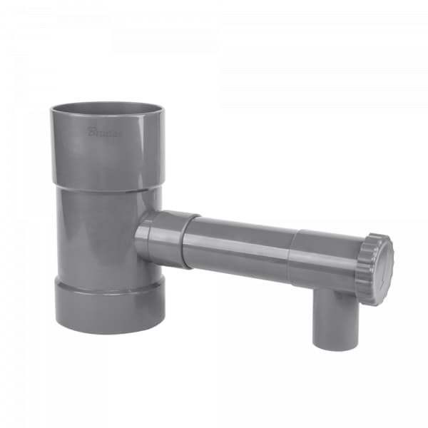 Set med 3 produkter. Regnvannsoppsamler / felle med ventil - 90mm - grå