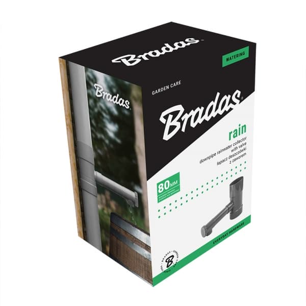 Set med 3 produkter. Regnvattenuppsamlare / fälla med ventil - 90mm - brun