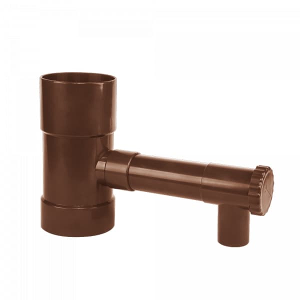 Sæt med 4 produkter. Regnvandsopsamler / fælde med ventil - 80mm - brun