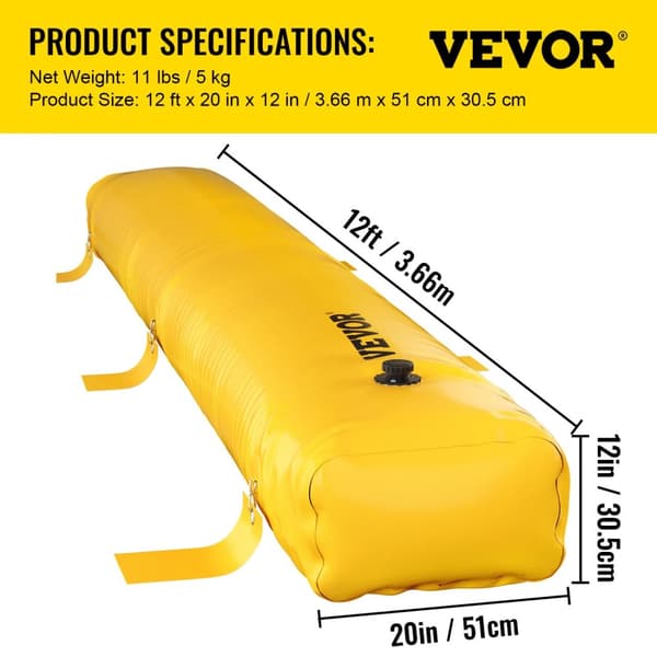 Översvämningsskydd, Lättviktsdesign, Hållbar PVC, Effektiv Vattenavledning,12 fot x 20 tum x 12 tum
