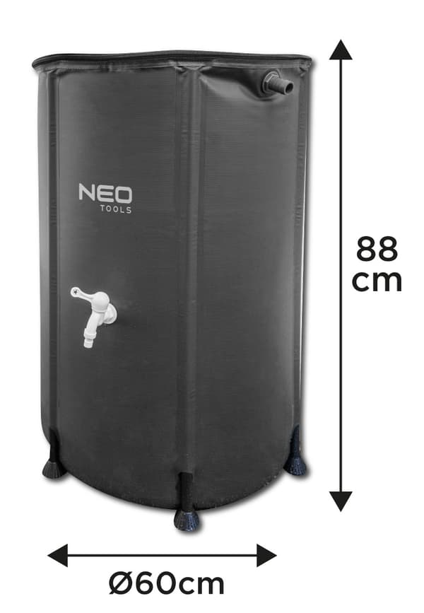 Hopfällbar regnvattentank, 250 L, PVC