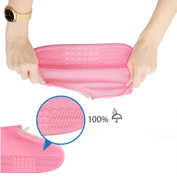 Vattentäta skoskydd med dragkedja - Medium - Stl. 33-38 - Rosa