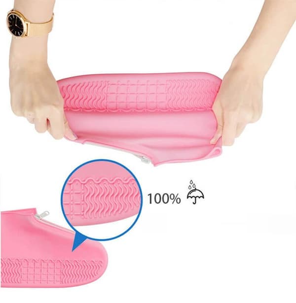 Vattentäta skoskydd med dragkedja - Large - Stl. 39-42 - Rosa
