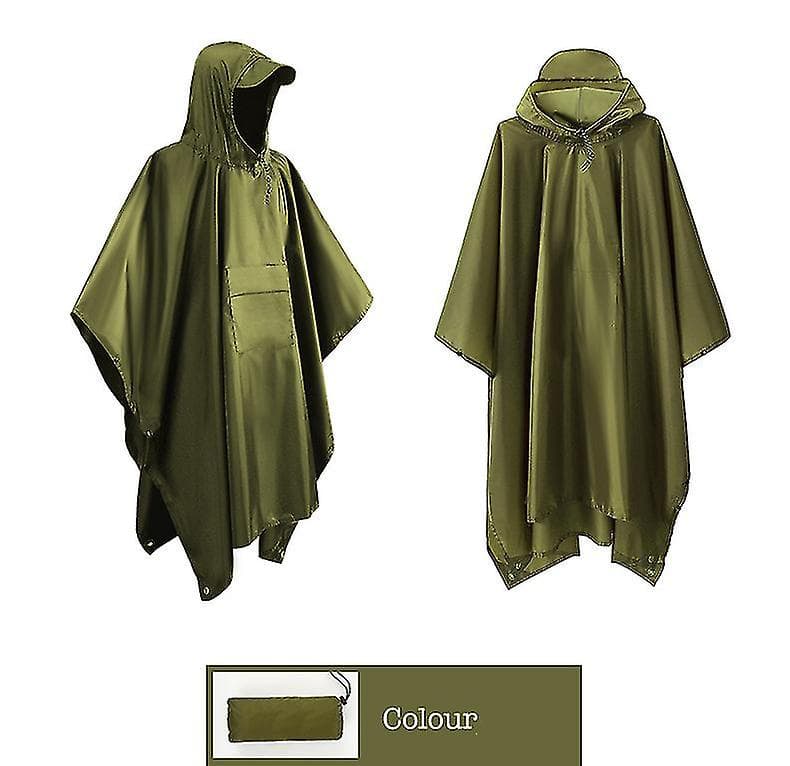 Waterproof Rain Poncho, Lightweight Reusable Hiking Hooded Coat Jacket , With A Cord Adjuster & Drawstring Bag