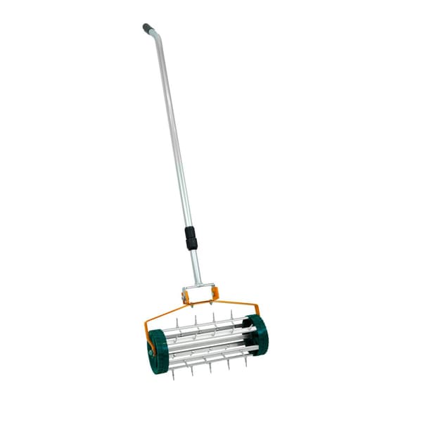 Lawn Leveller & Aerator Manual Grass Roller 3.8cm Spikes 50cm or 100cm x 32cm Levelling Rake Lute Removable Dual Purpose Extendable Handle 1.15 - 1.9m