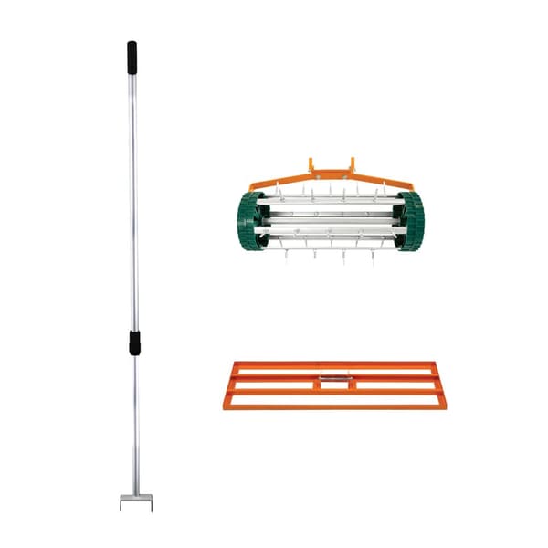 Græsplanudjævner & Lufter Manuelt Græs Rulle 3,8cm Spikes 50cm eller 100cm x 32cm Udjævningsrive Fjernbar Dobbeltfunktion Forlængeligt Håndtag 1,15 -