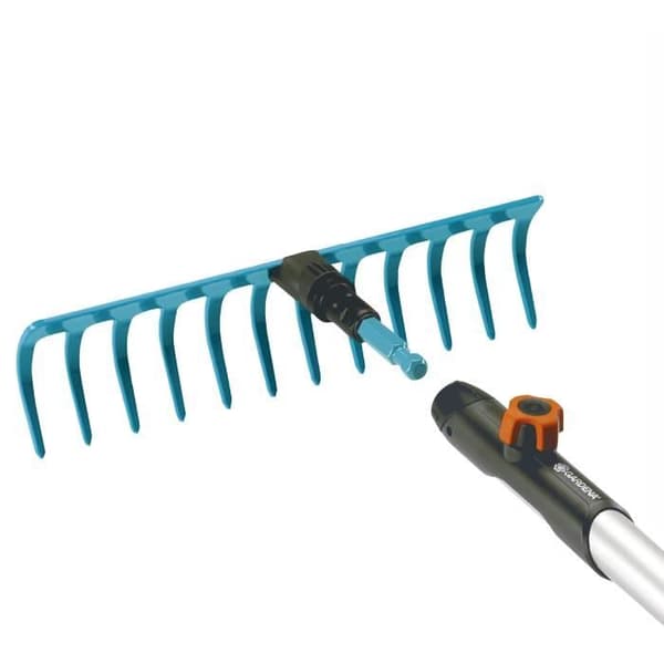 GARDENA 41cm combisystem® trädgårdskratta - Kraftiga stål - 16 pinnar - Kratta och utjämna marken - 25 års garanti (3179-20)