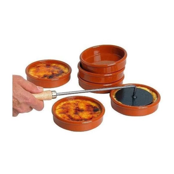 Servis crème brûlée - GRAUPERA CERAMIQUES - 6 emaljerade skålar - karamelliseringsjärn