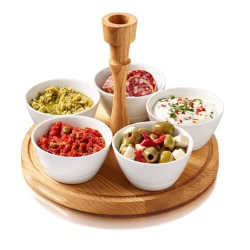 Chip & Dip Set - Boska - Ekställ och 5 porslinsskålar - Vit - Skål