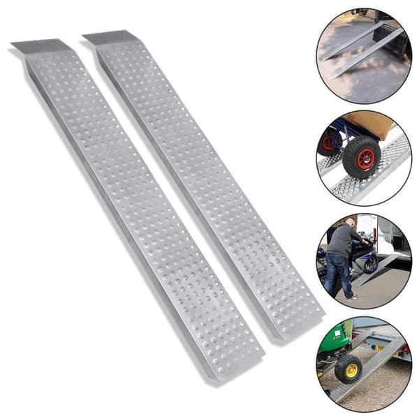 Lastbrygga - XMTECH - Paket med 2 - Galvaniserat Stål - 400 kg - Hal halkskydd - 160x22,5x4,5 cm