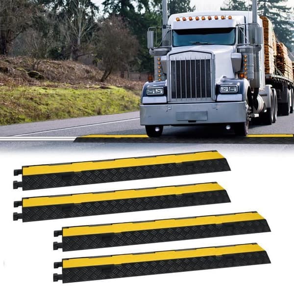 Kabelskyddsramp - XMTECH - 4 delar - Halkfritt gummi - Belastning 10T - 2 kanaler