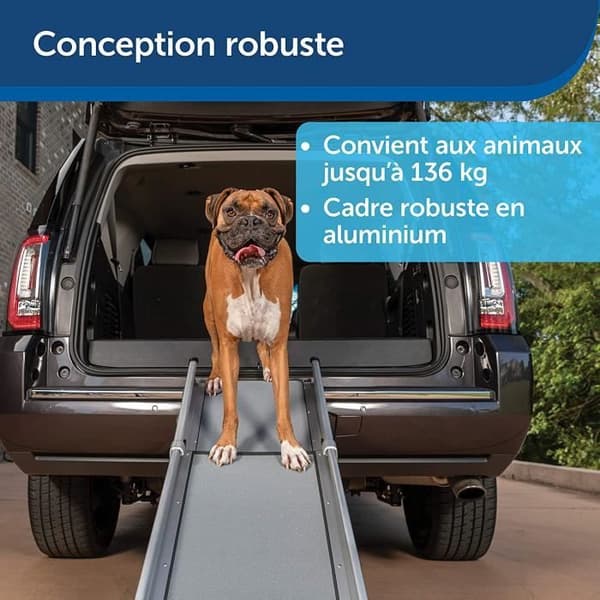 PetSafe Happy Ride - Kompakt teleskoperande hundramp - Slitstark aluminiumram stöder upp till 300 lbs.