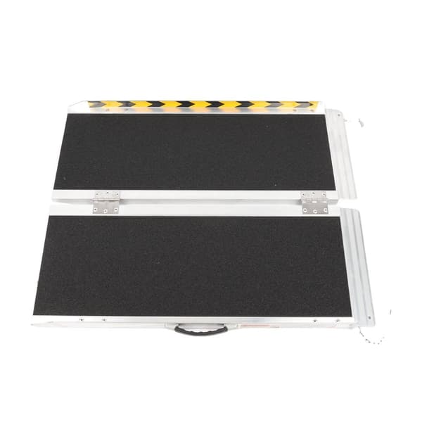 Rullestolsrampe, bærbar skridsikker design, aluminiumslegering, foldbar,sort