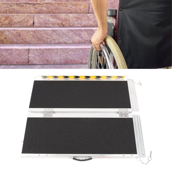 Aluminiumlegering Fällbar Rullstolsramp, Halkfri Yta, Lätt och Bärbar, Maximal Belastning 270 kg